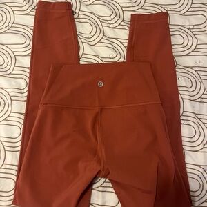 Lululemon wunder under orange pink Rust Leggings